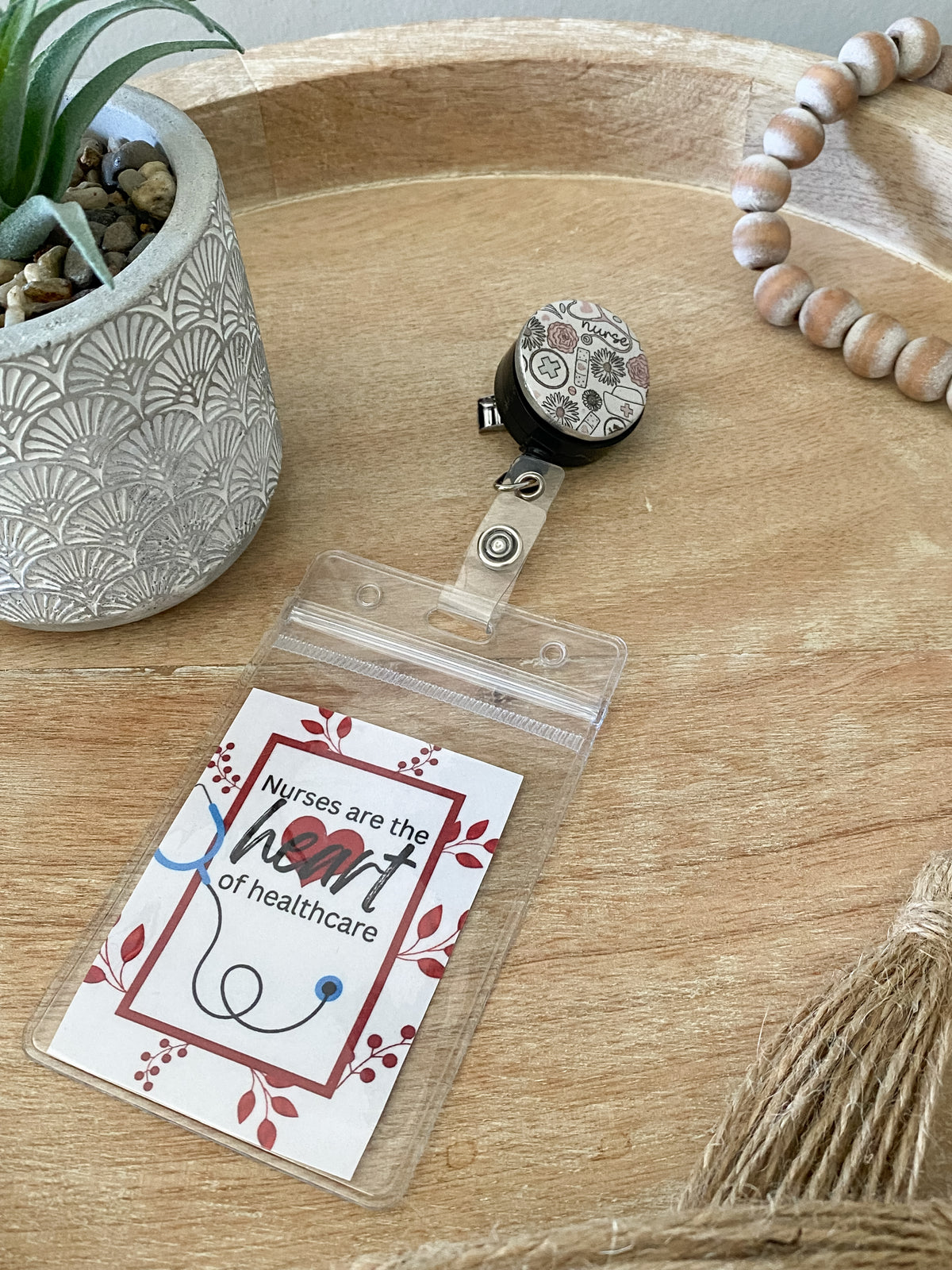 Nurse silger handmade polymer clay badge reel