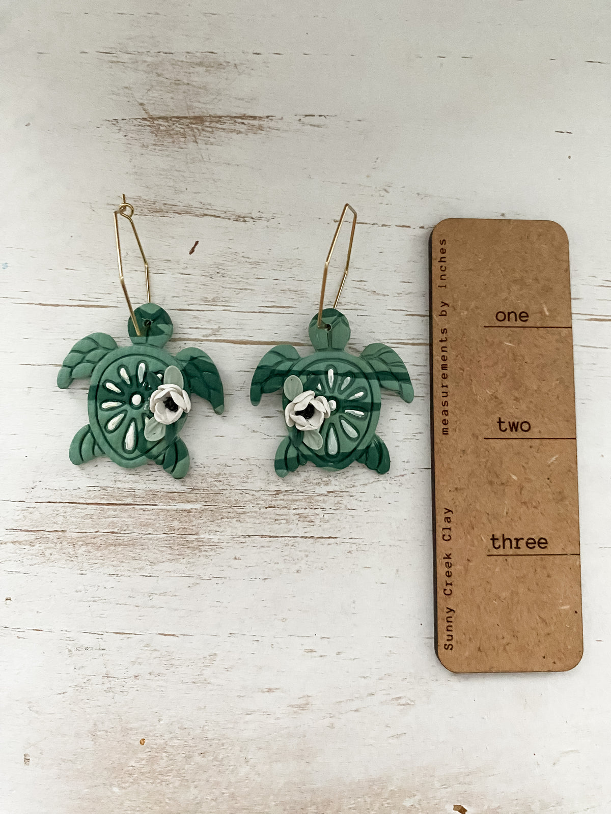 Tropical sea turtle handmade polymer clay earrings