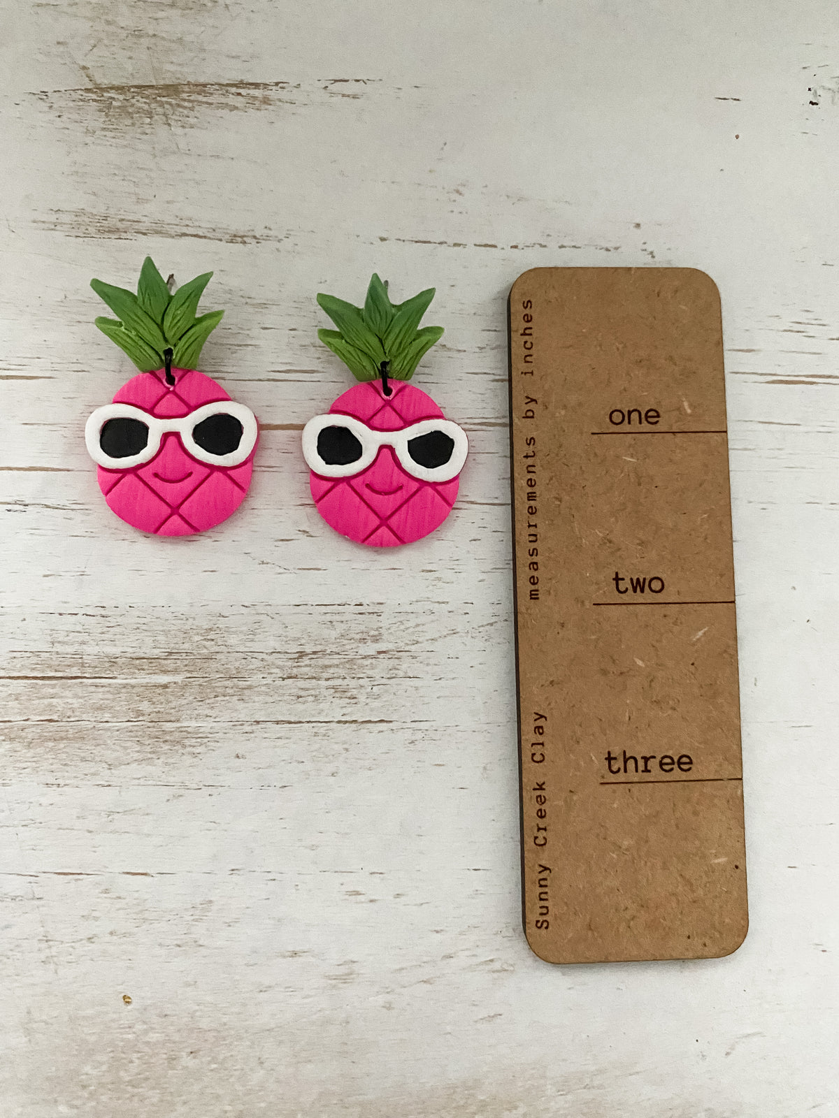 Neon tropical pineapple handmade polymer clay earrings