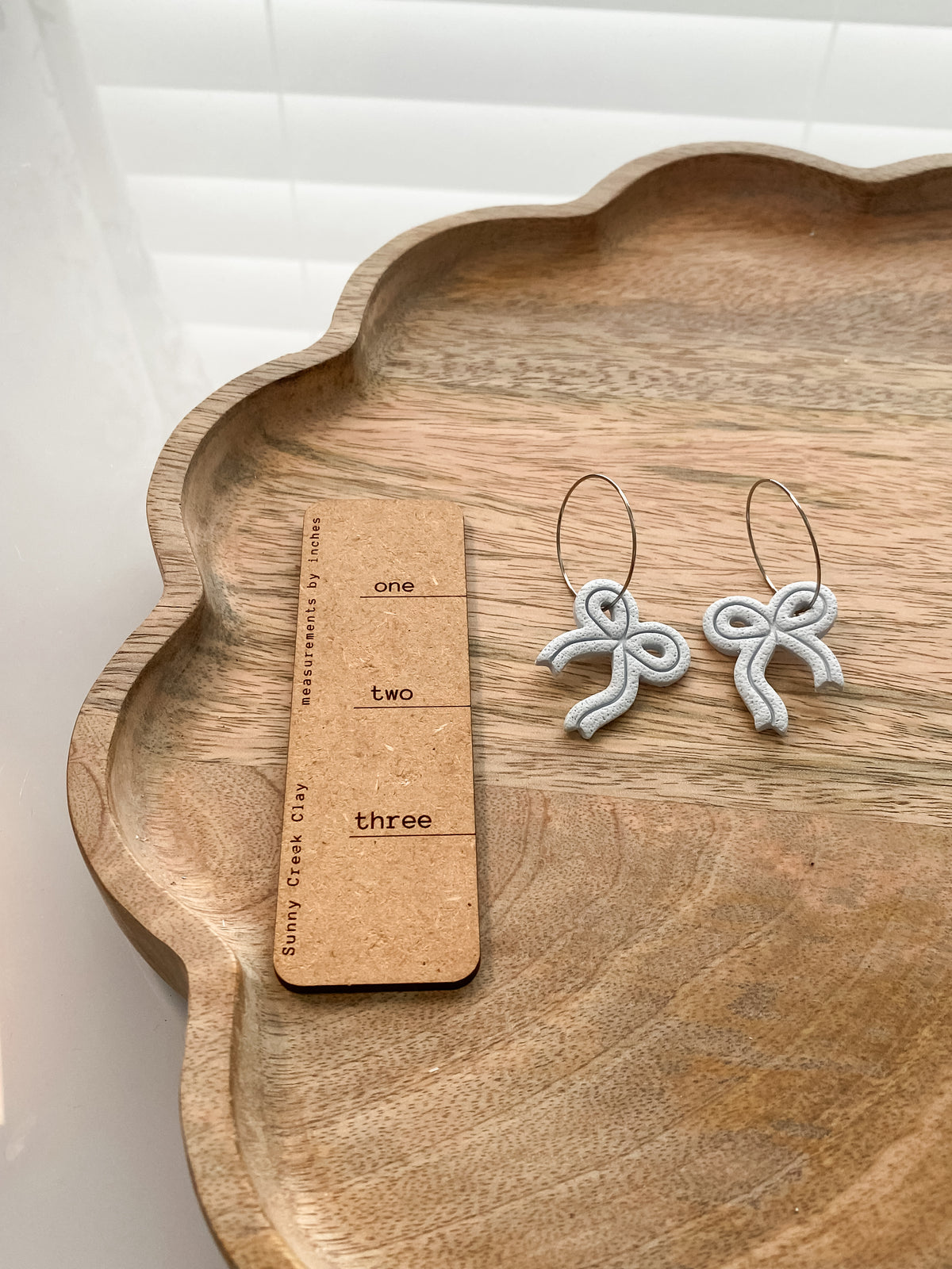 Bow hoop polymer clay earrings