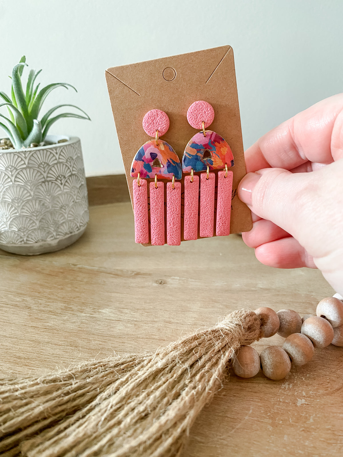 Tie dye handmade polymer clay earring collection