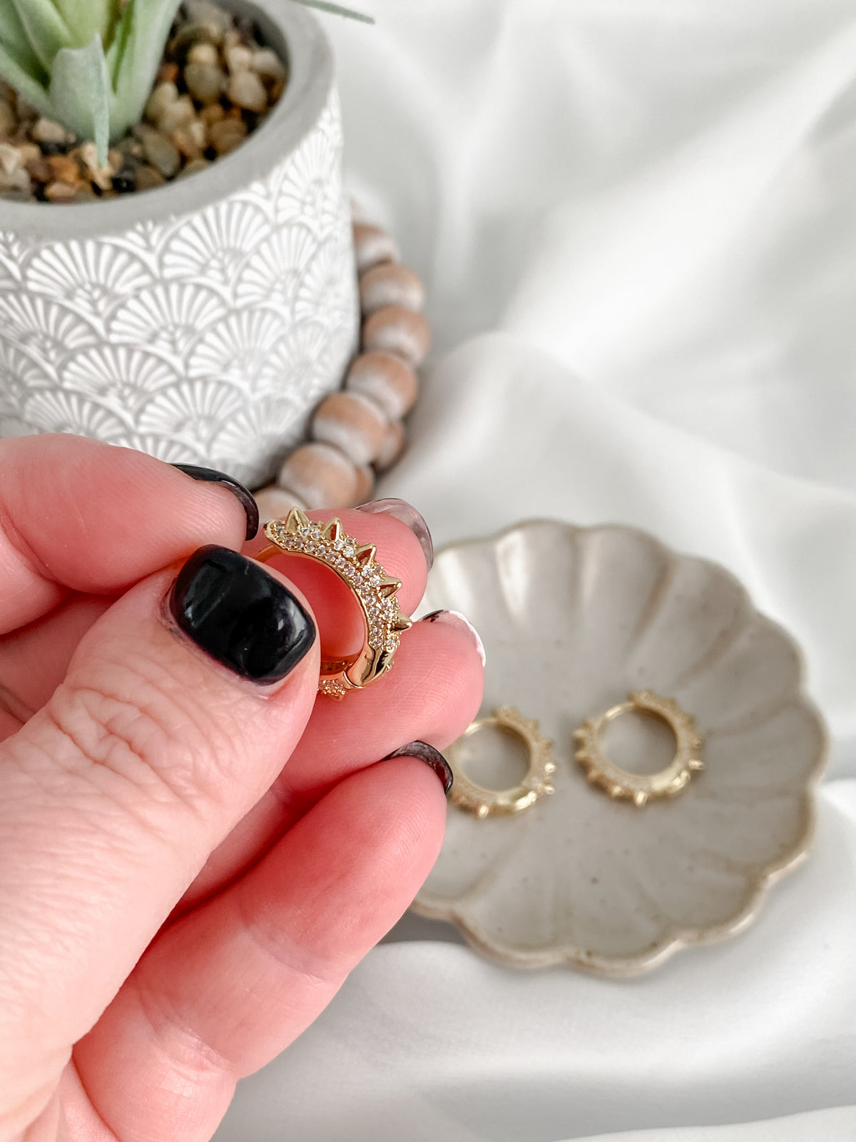 Spiked Gold Huggie Hoops