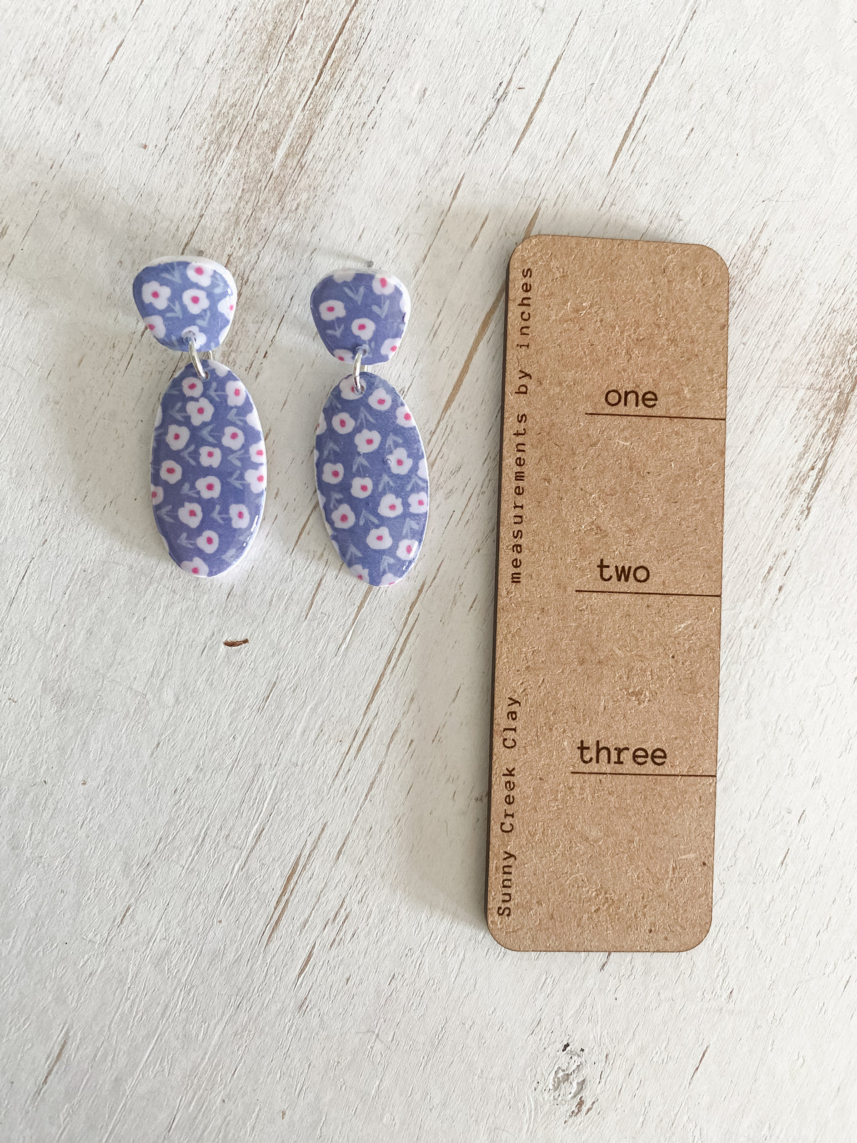 Blue floral dangles