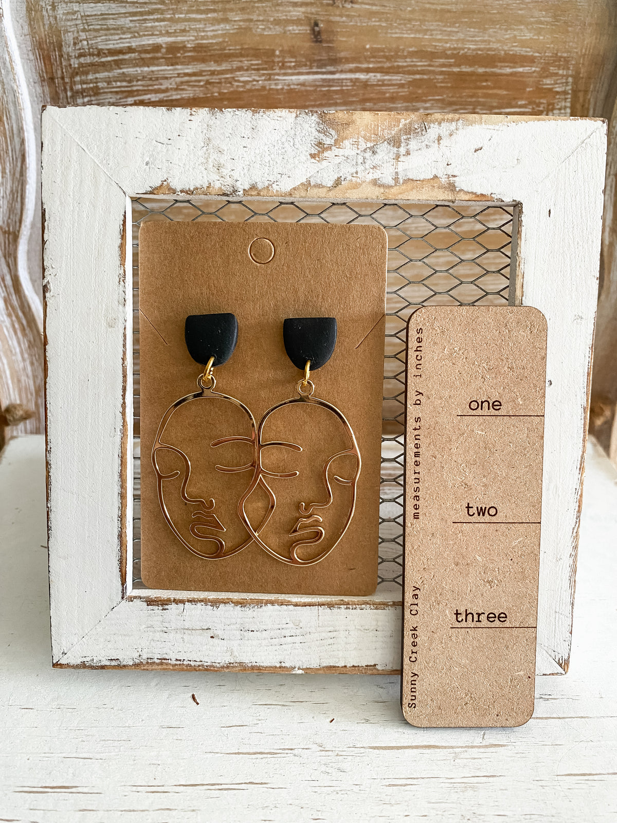 Metal face dangle earrings (multiple styles)