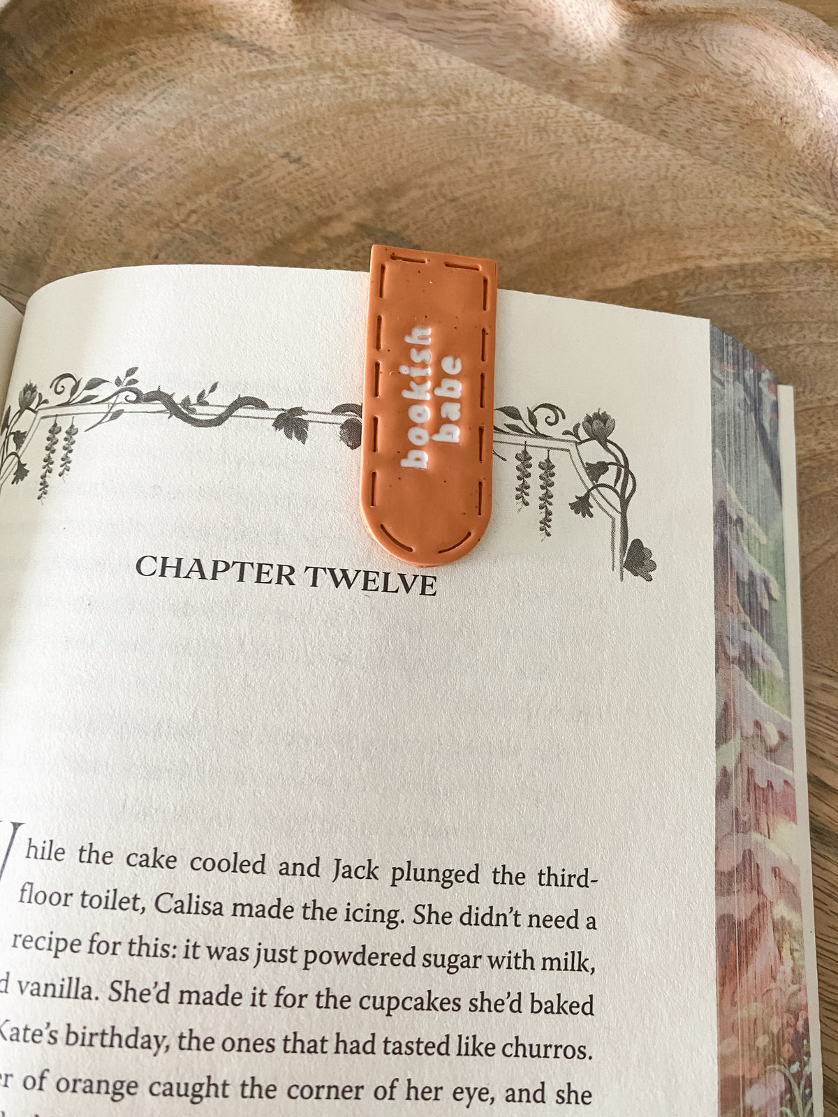 Orange Bookish Babe handmade polymer clay bookmark