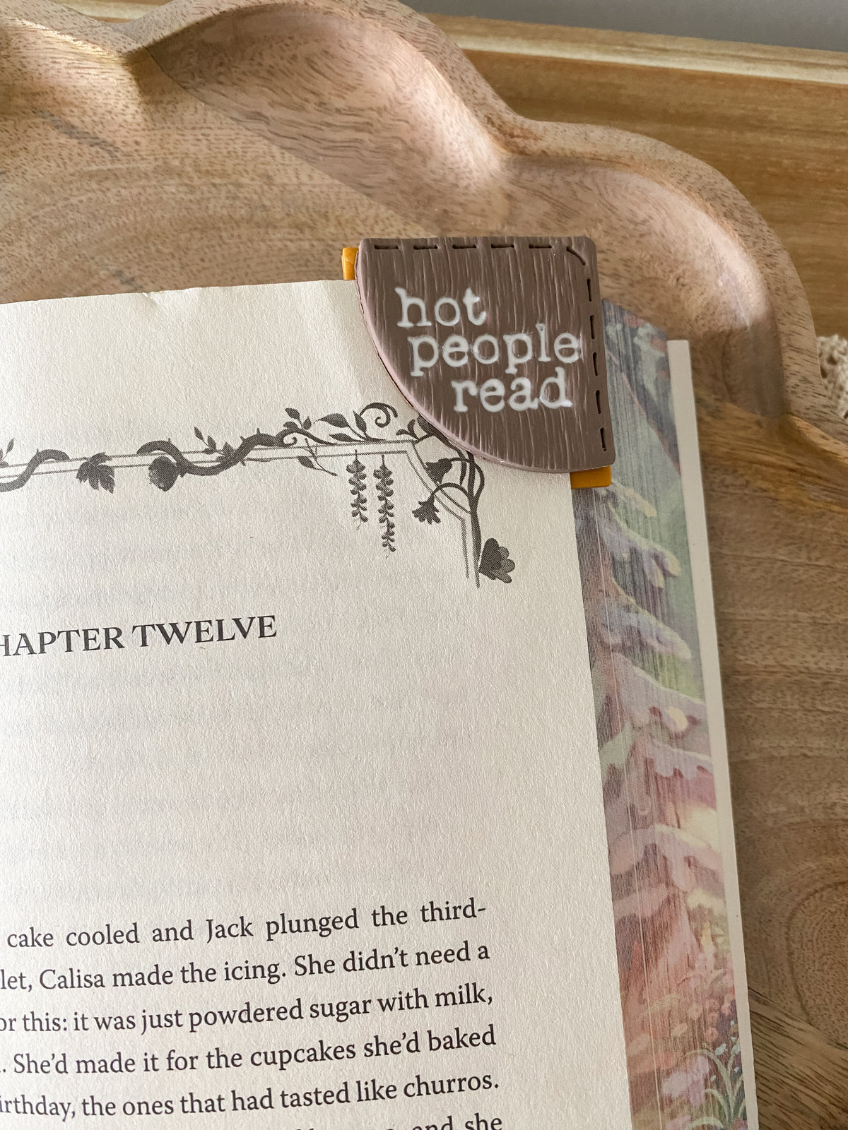 Tan & orange Hot People Read handmade polymer clay corner bookmark