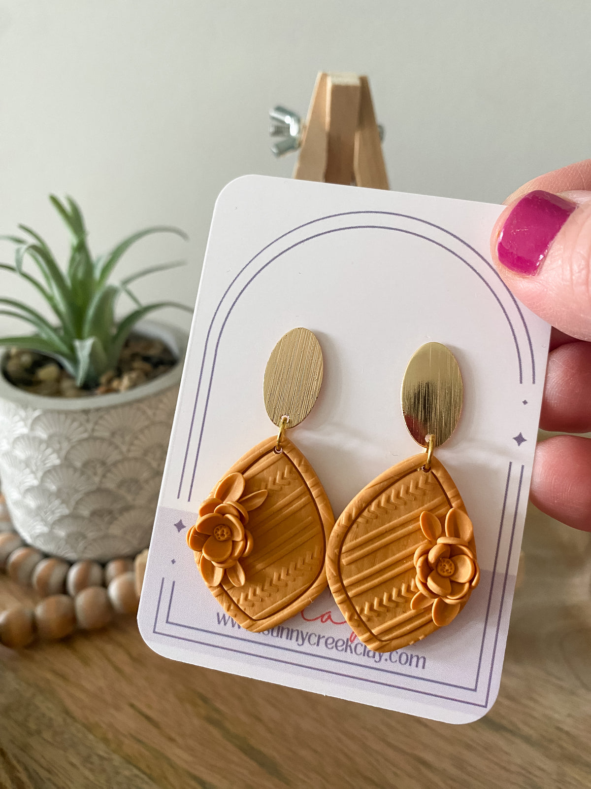 Yellow teardrop floral earrings