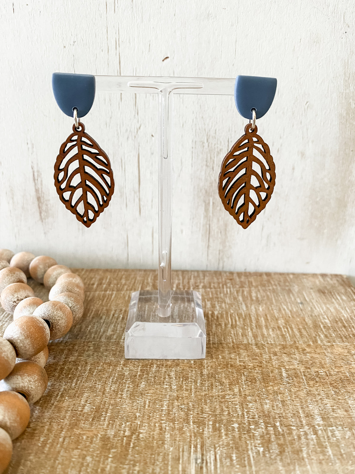 Walnut leaf polymer clay earring collection