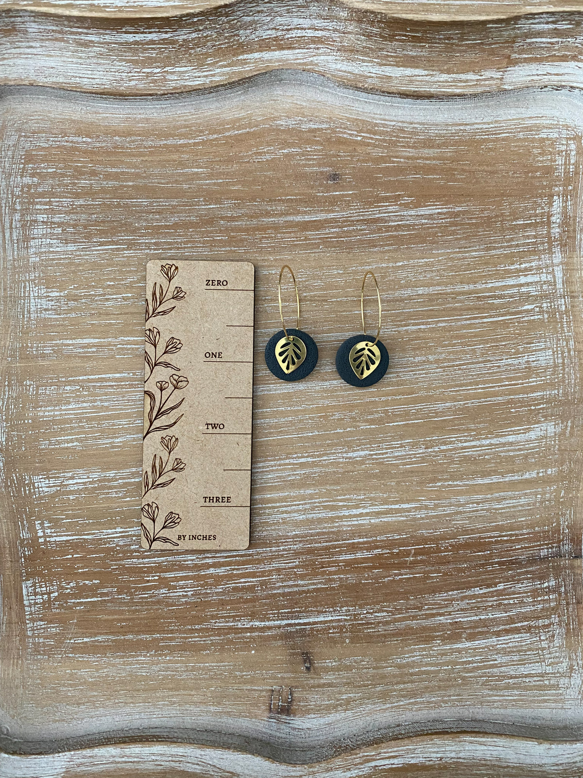 Gold Leaf Hoop Earrings