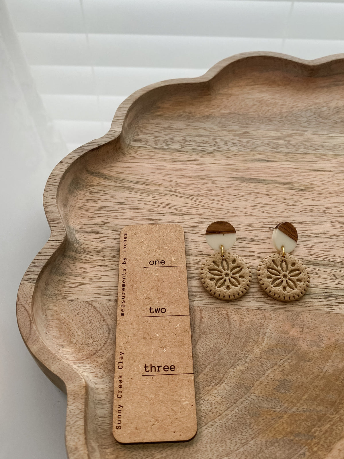 Sand dollar polymer clay earrings (multiple available)