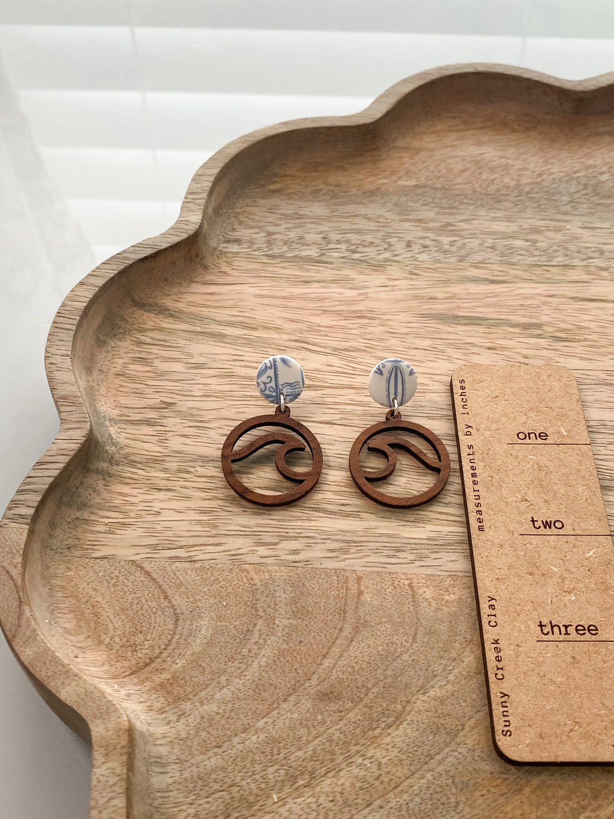Coastal wave handmade polymer clay earrings