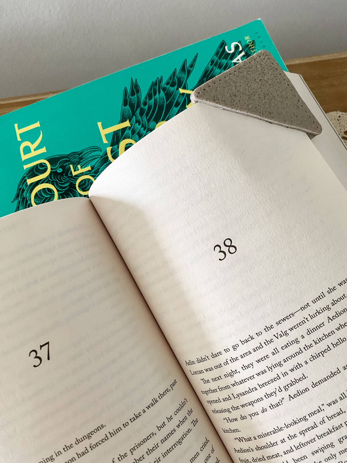 Grey handmade polymer clay corner bookmark