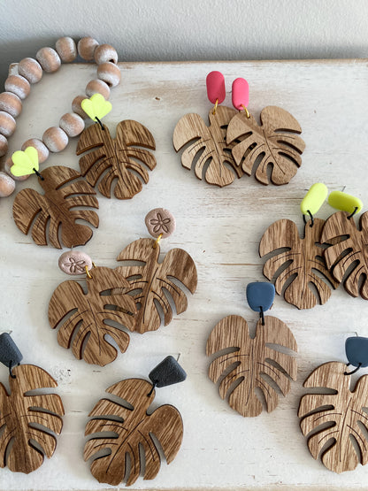 Lightweight monstera earring collection