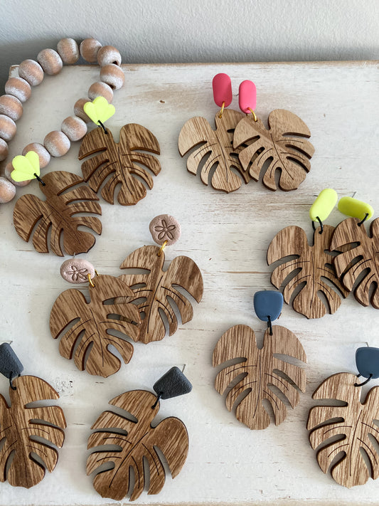 Lightweight monstera earring collection