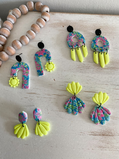 Neon tropical polymer clay earrings (multiple styles)
