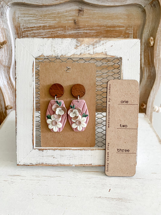 Abstract pink floral dangles