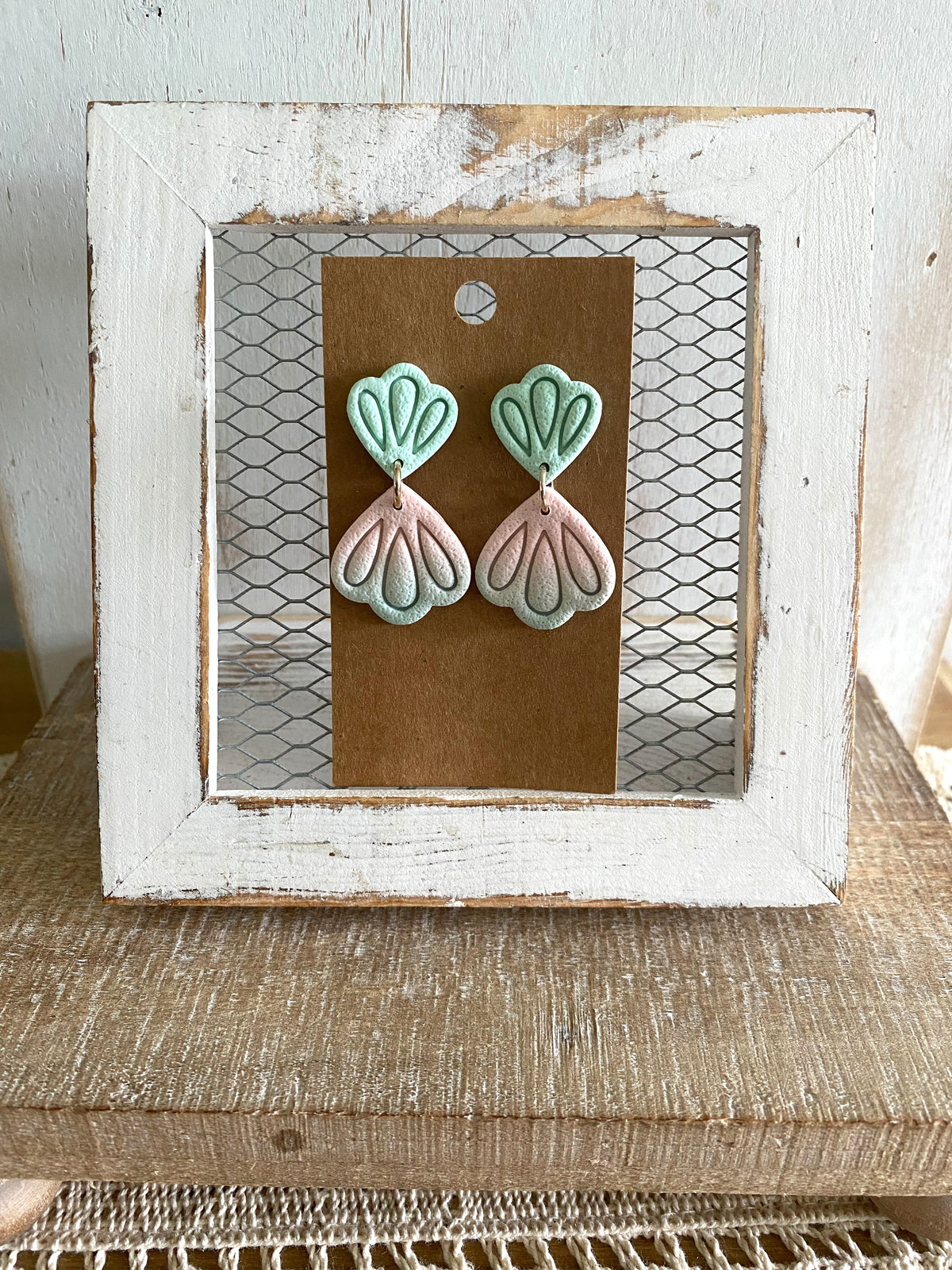 Green & pink ombre mermaid dangles