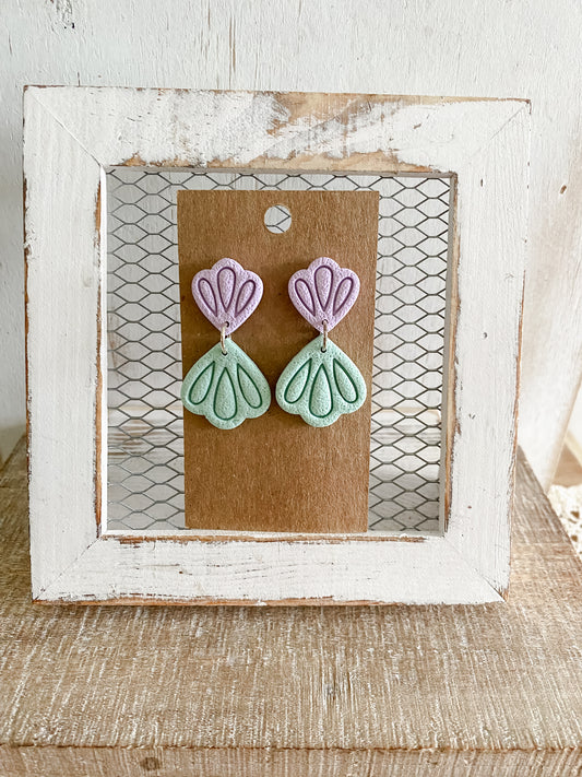 Purple & green mermaid dangles