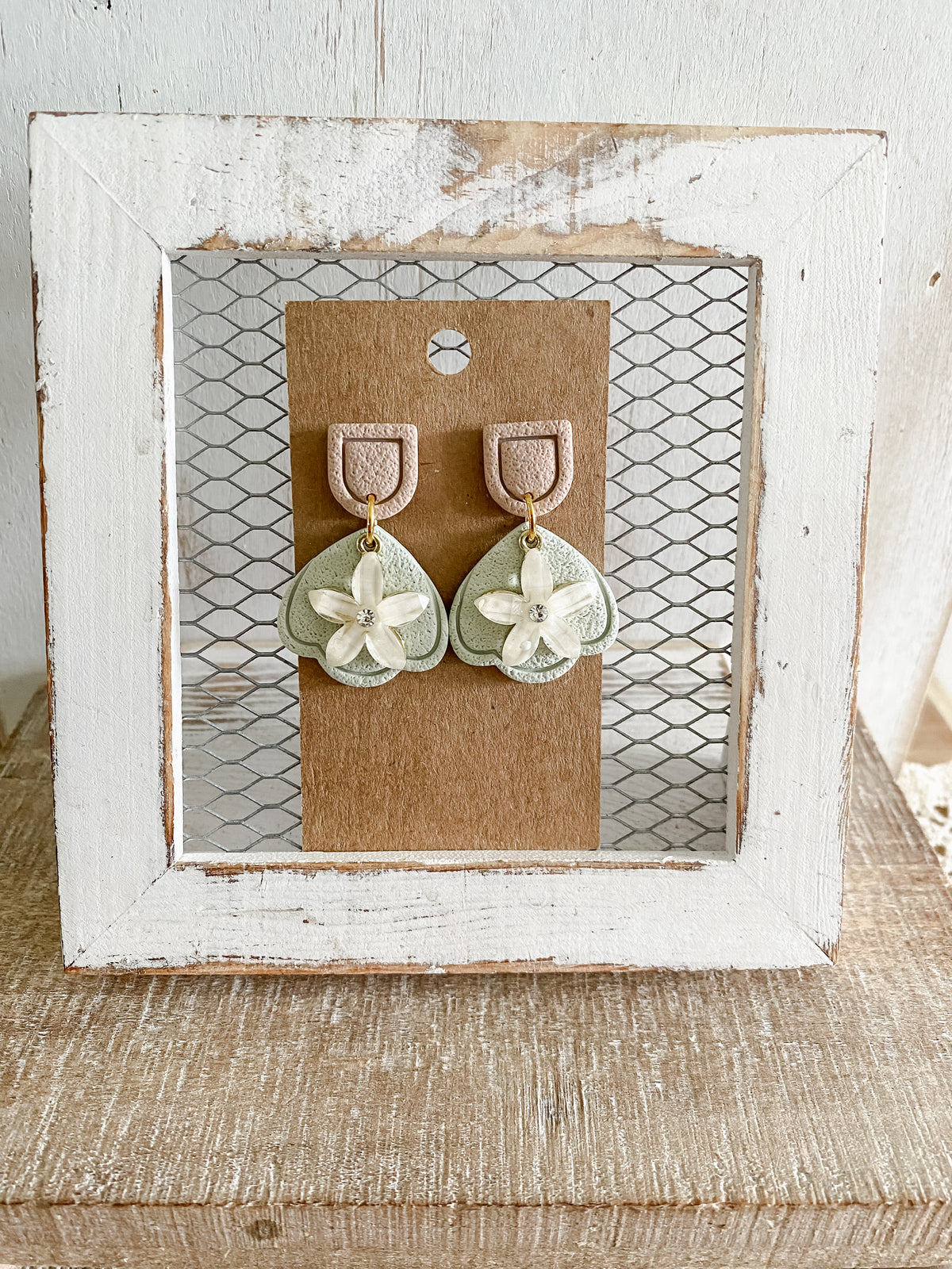 Soft green mermaid polymer clay earrings