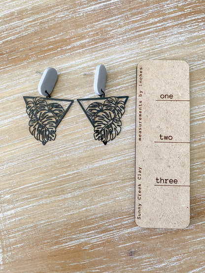 Black metal tropical handmade polymer clay earring collection