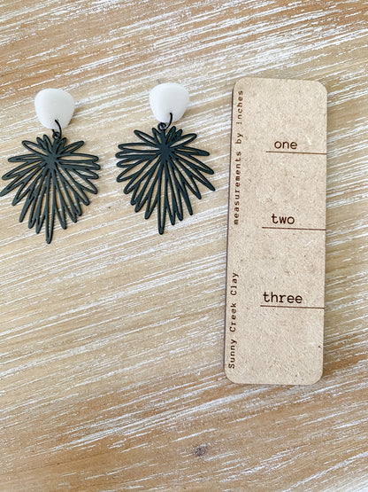 Black metal tropical handmade polymer clay earring collection