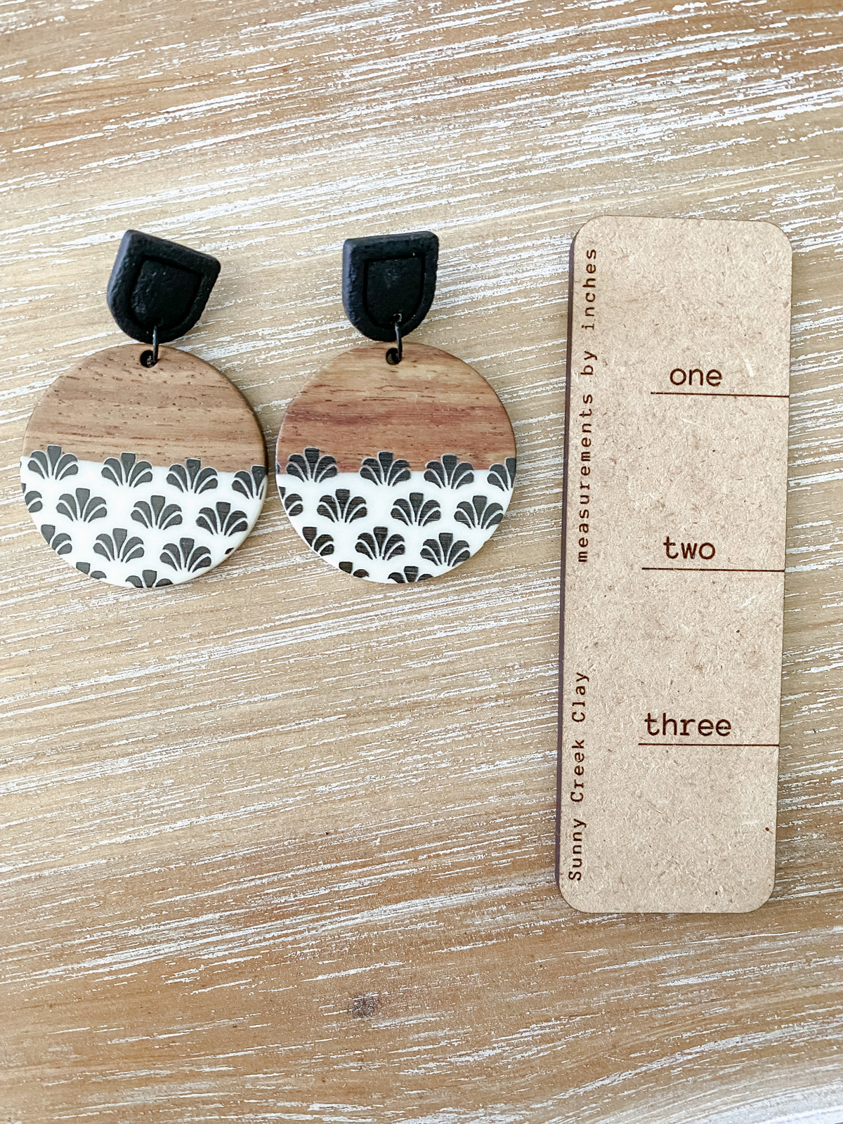Tropical resin & walnut handmade polymer clay earring collection