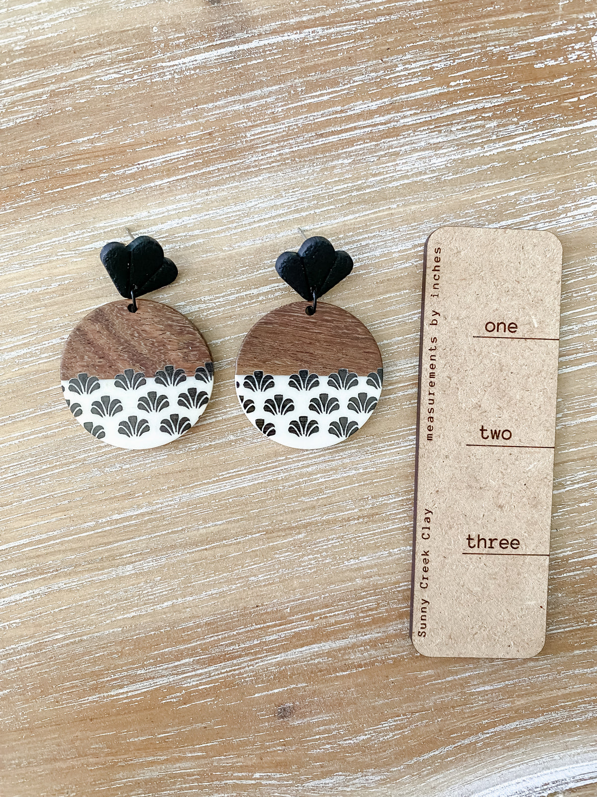 Tropical resin & walnut handmade polymer clay earring collection