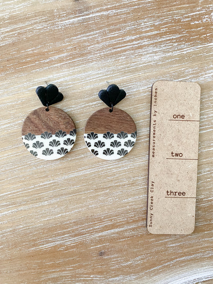 Tropical resin & walnut handmade polymer clay earring collection