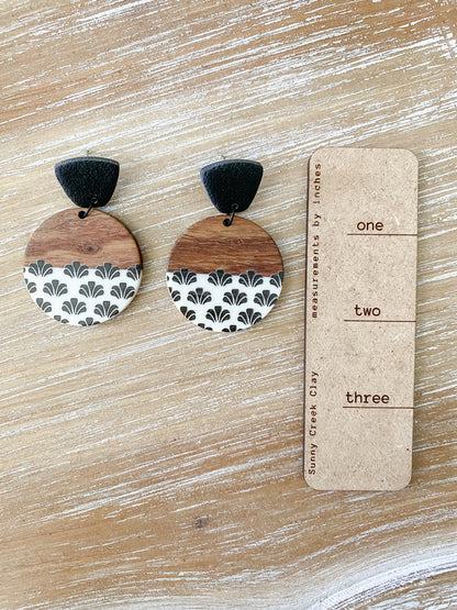 Tropical resin & walnut handmade polymer clay earring collection