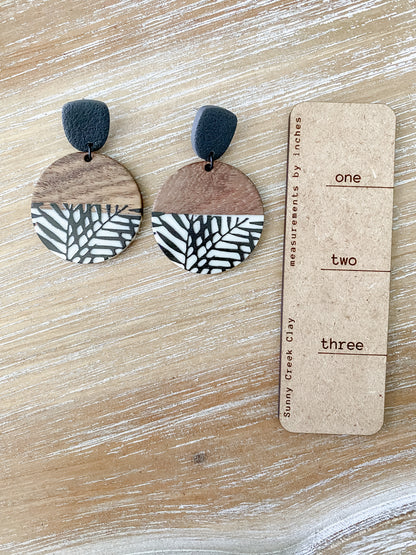 Tropical resin & walnut handmade polymer clay earring collection