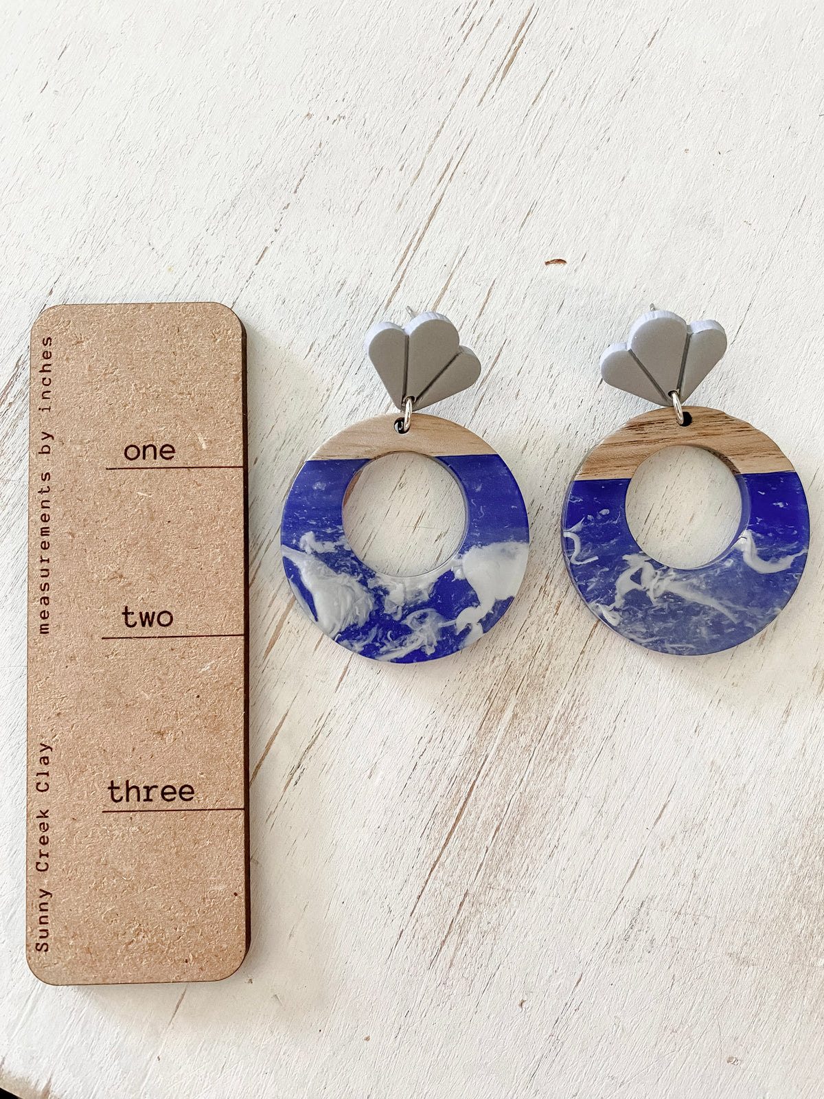 Blue resin summer handmade polymer clay earring collection