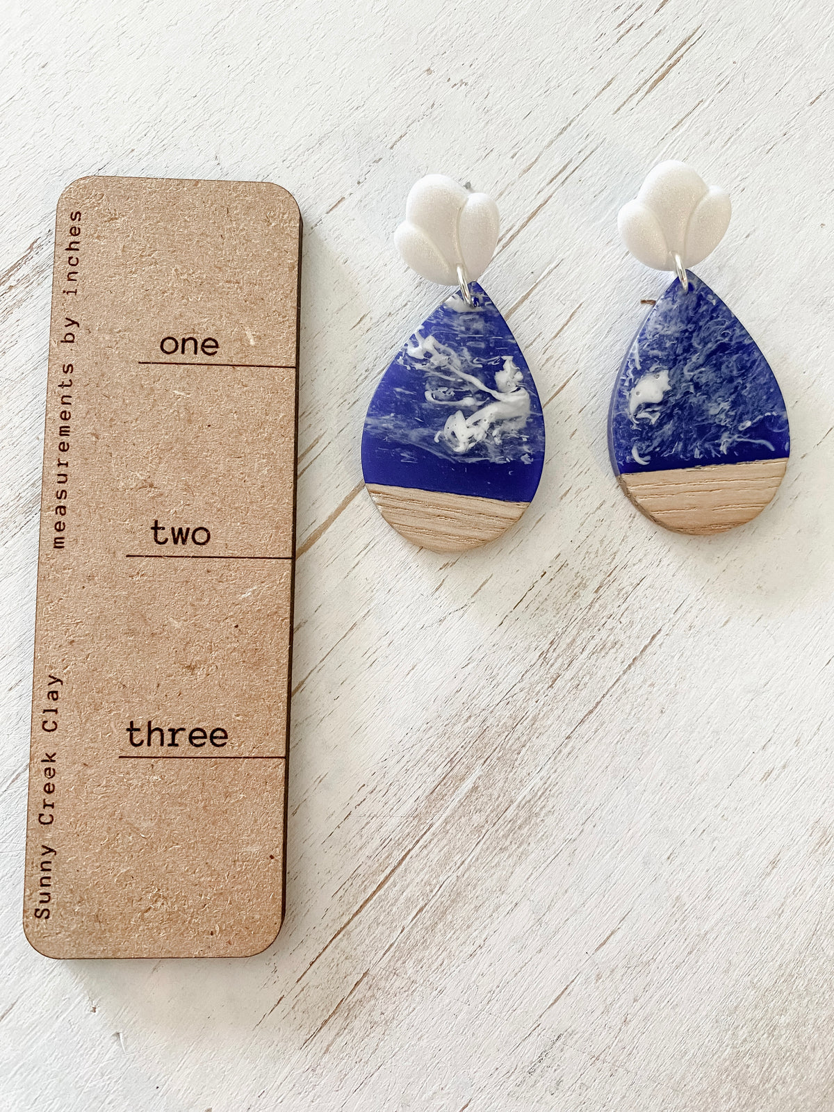 Blue resin summer handmade polymer clay earring collection