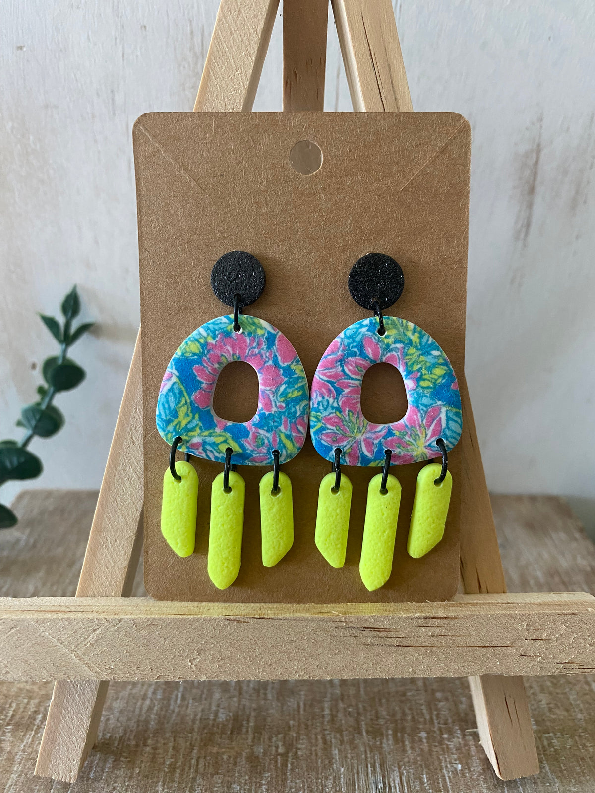Neon tropical polymer clay earrings (multiple styles)