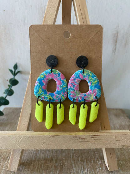 Neon tropical polymer clay earrings (multiple styles)