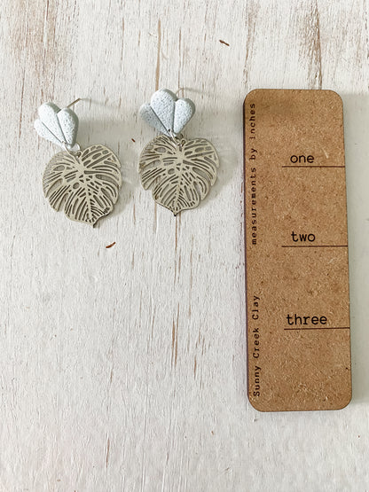 Monstera polymer clay earrings
