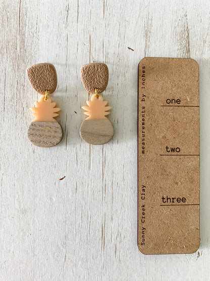 Festive pineapple polymer clay earrings