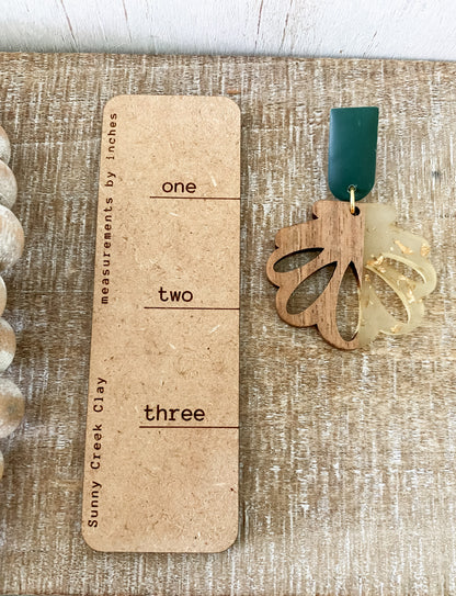 Wood and resin seashell dangle earrings