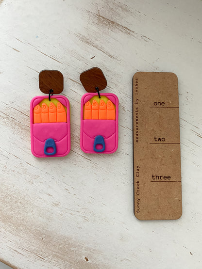 Neon sardine handmade polymer clay earrings