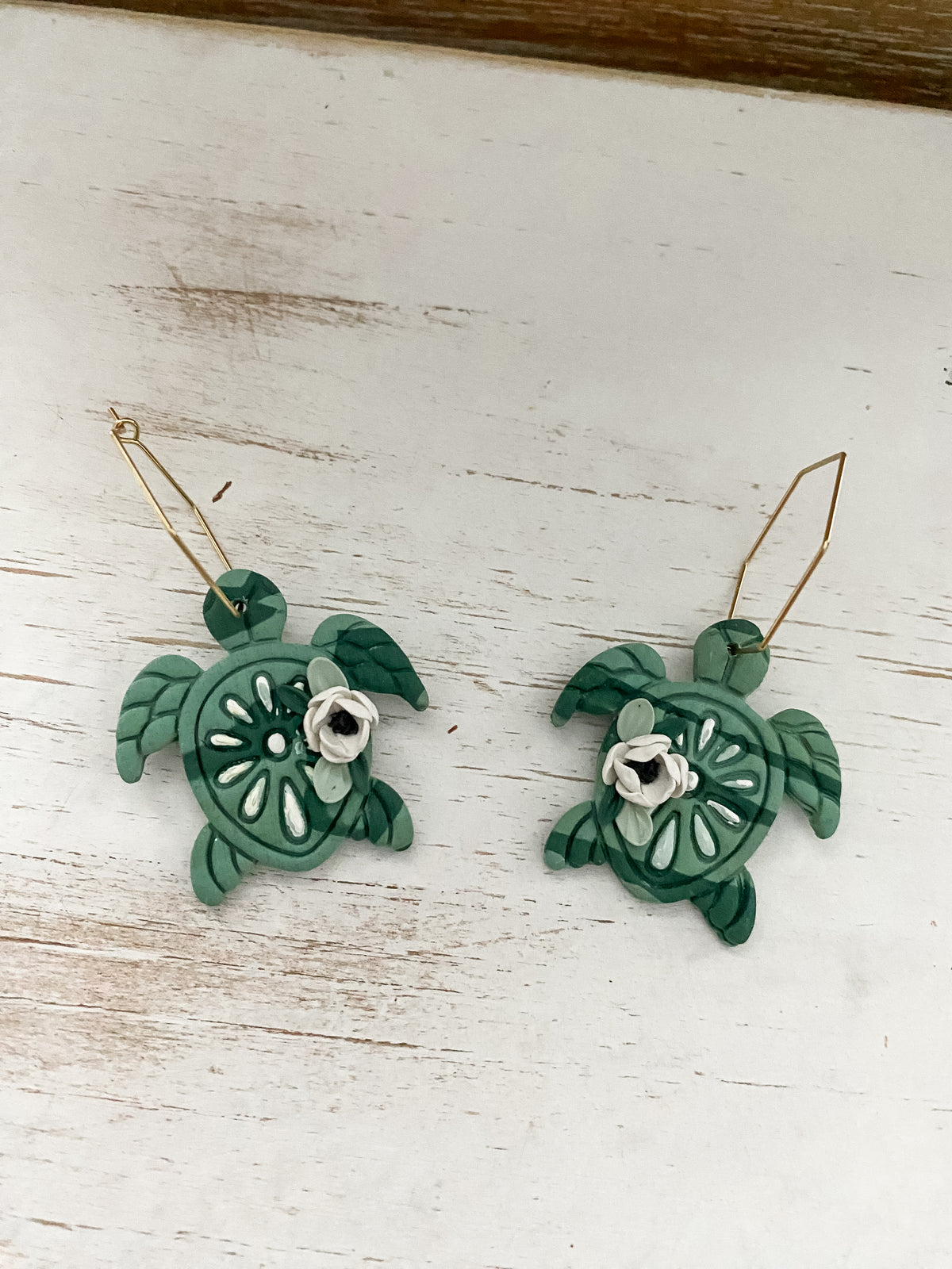 Tropical sea turtle handmade polymer clay earrings