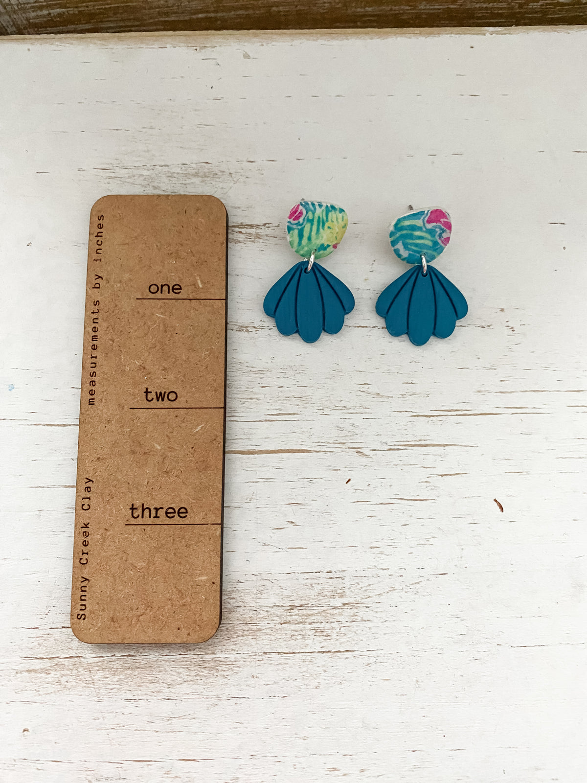 Neon tropical print handmade polymer clay earrings