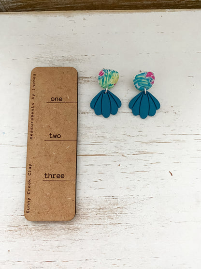 Neon tropical print handmade polymer clay earrings