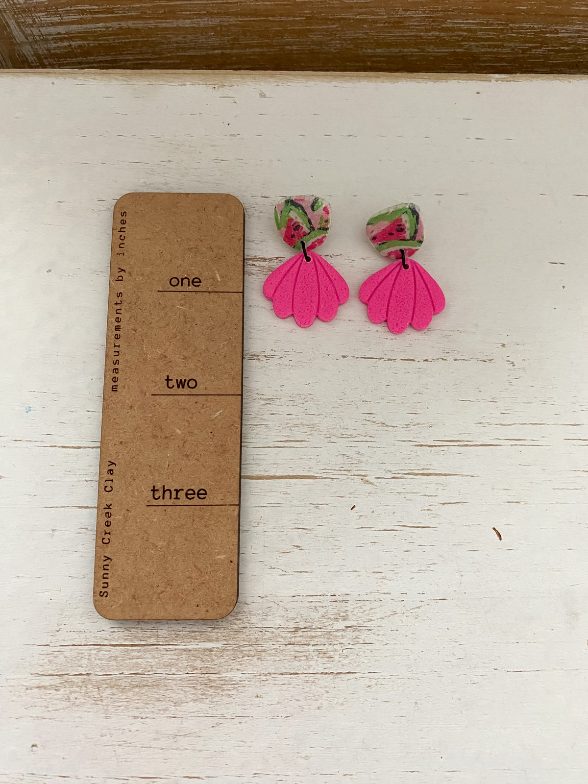Watermelon print handmade polymer clay earrings
