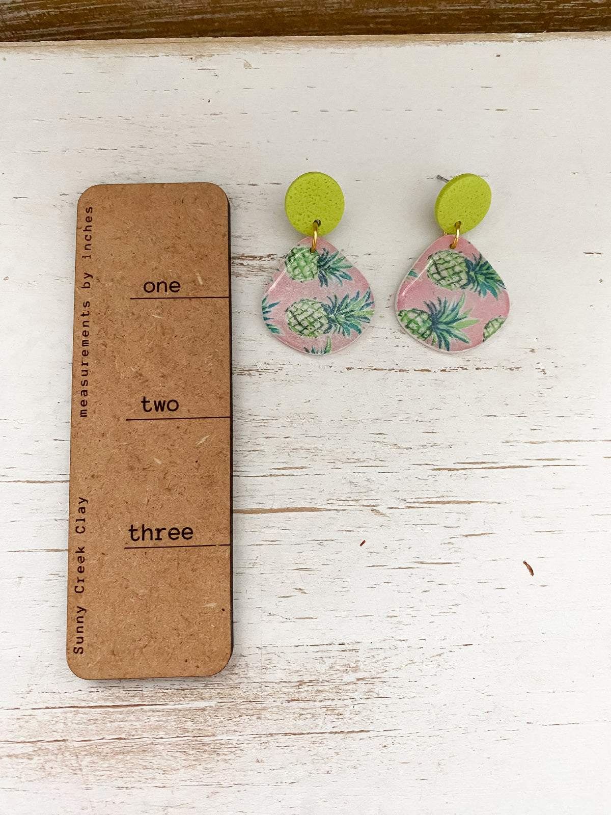 Neon pineapple handmade polymer clay earrings