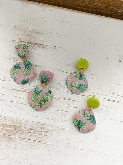 Neon pineapple handmade polymer clay earrings