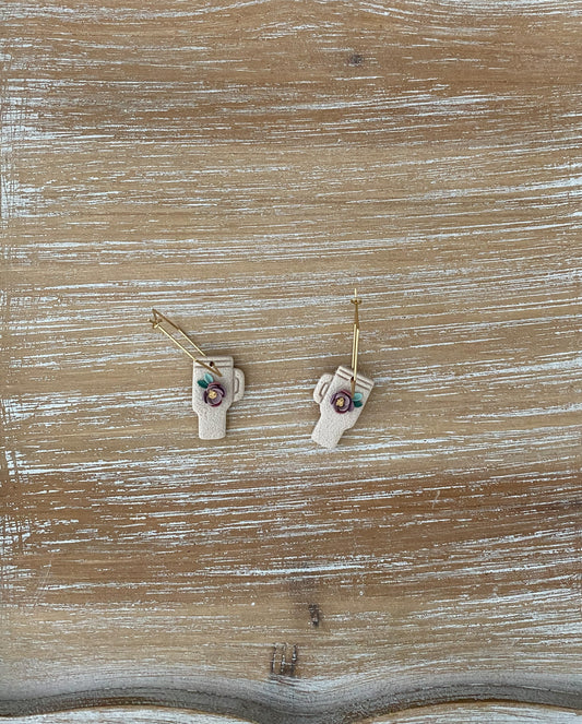 Water cup inspired floral earrings