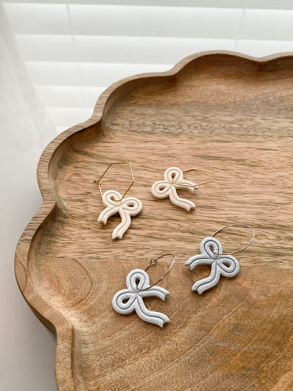 Bow hoop polymer clay earrings