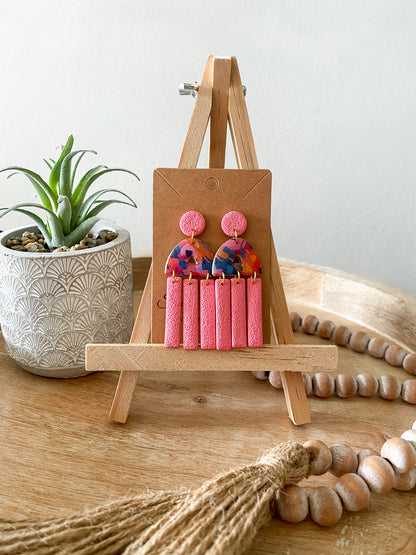 Tie dye handmade polymer clay earring collection