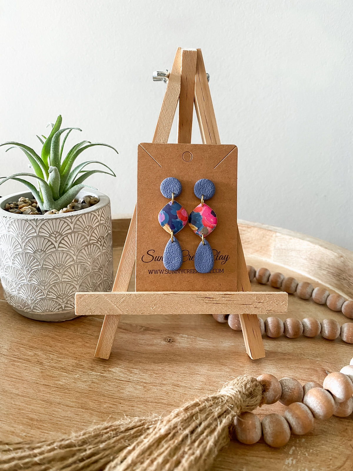 Tie dye handmade polymer clay earring collection