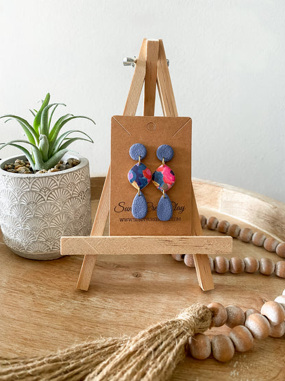 Tie dye handmade polymer clay earring collection