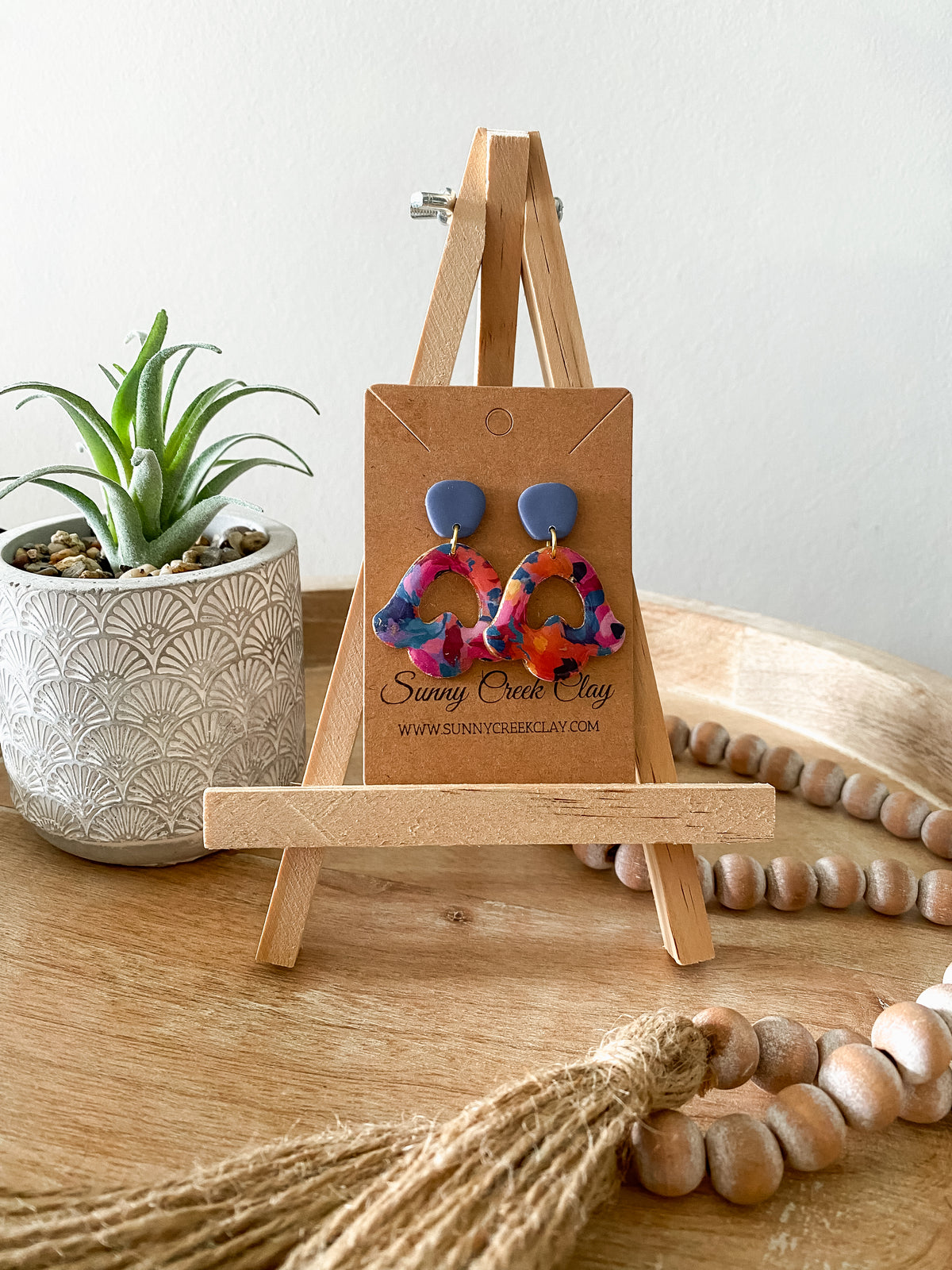 Tie dye handmade polymer clay earring collection